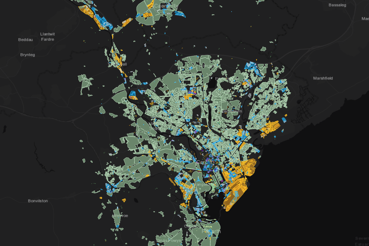 Zoning map of Cardiff, Wales