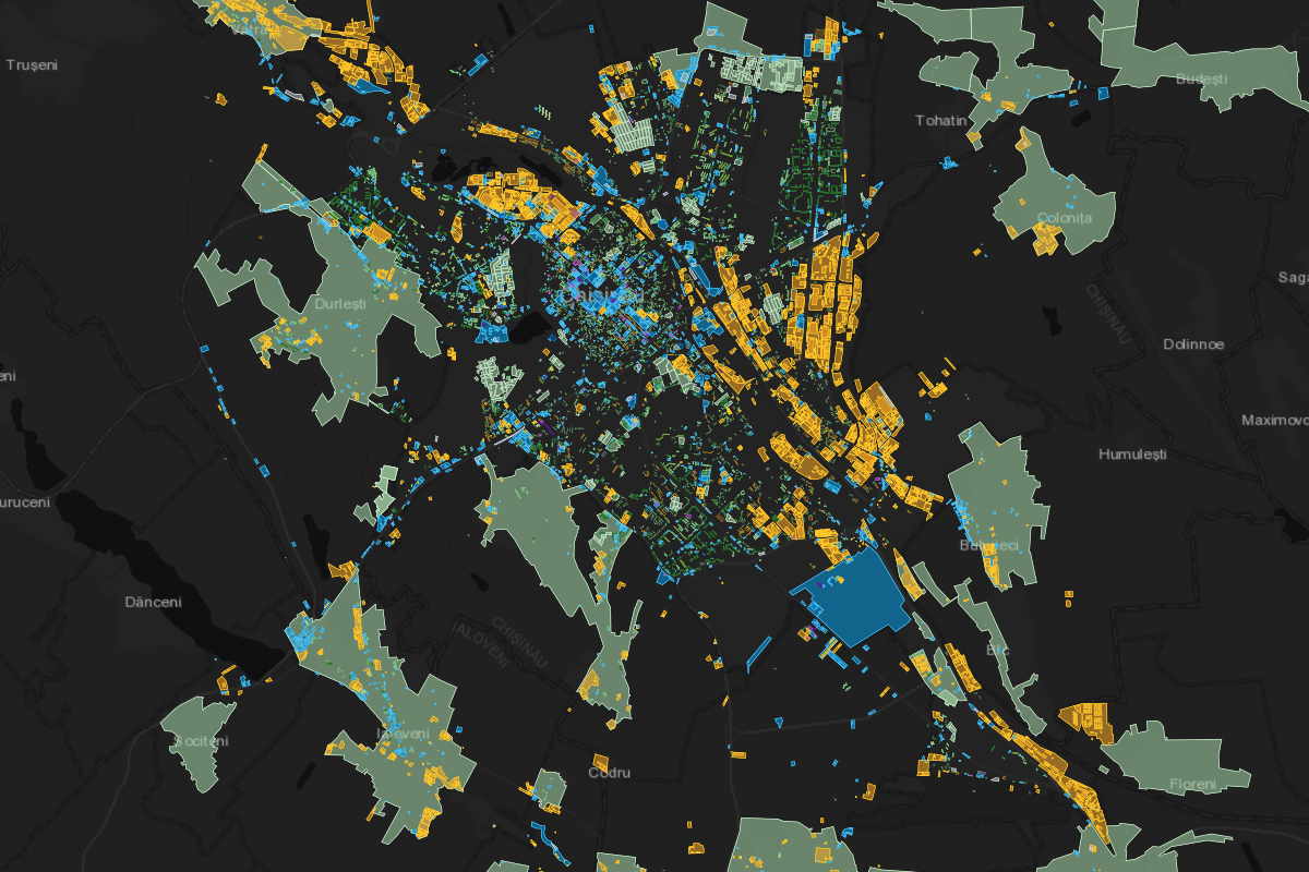 Zoning map of Chișinău, Moldova