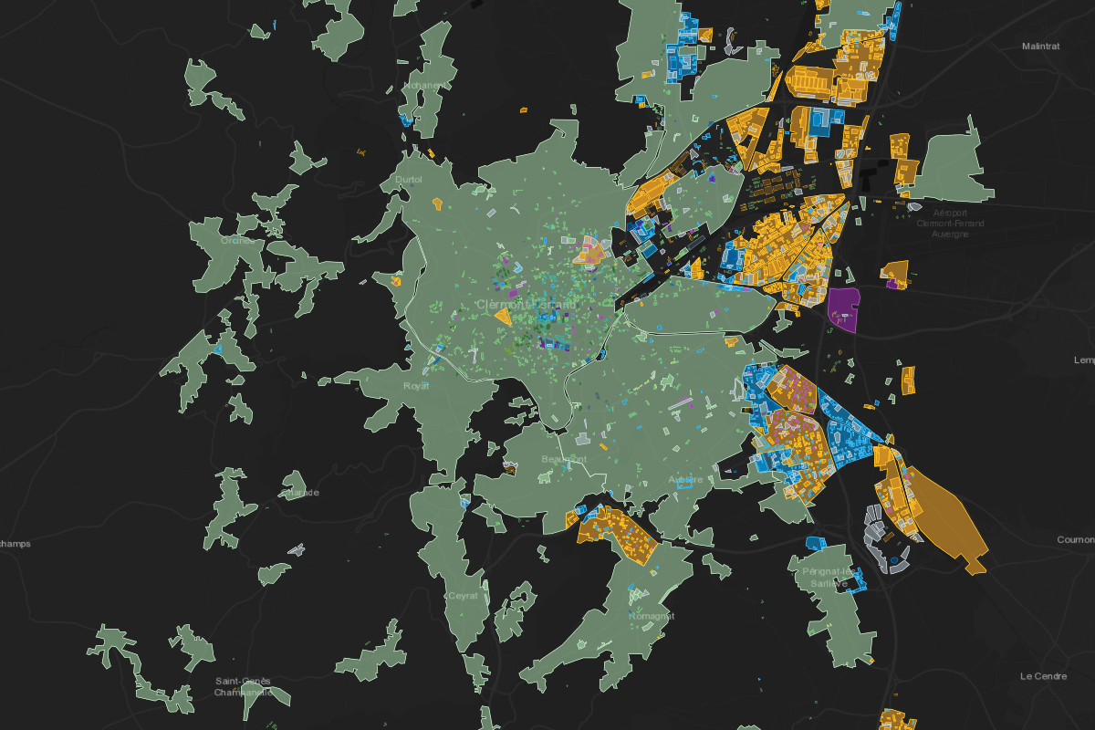Zoning map of Clermont-Ferrand, France