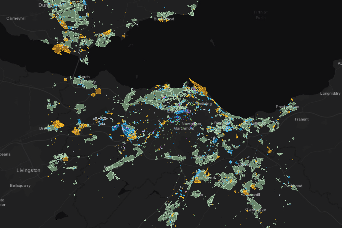 Zoning map of Edinburgh, Scotland