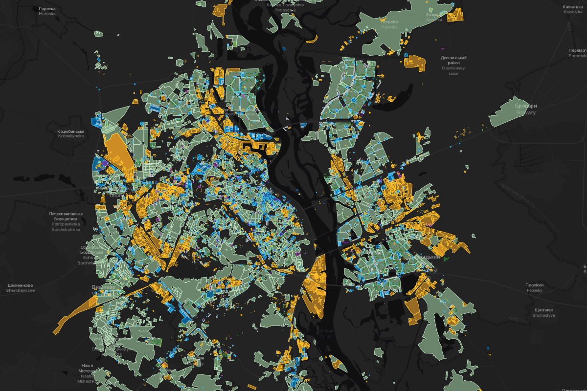 Zoning map of Kyiv, Ukraine