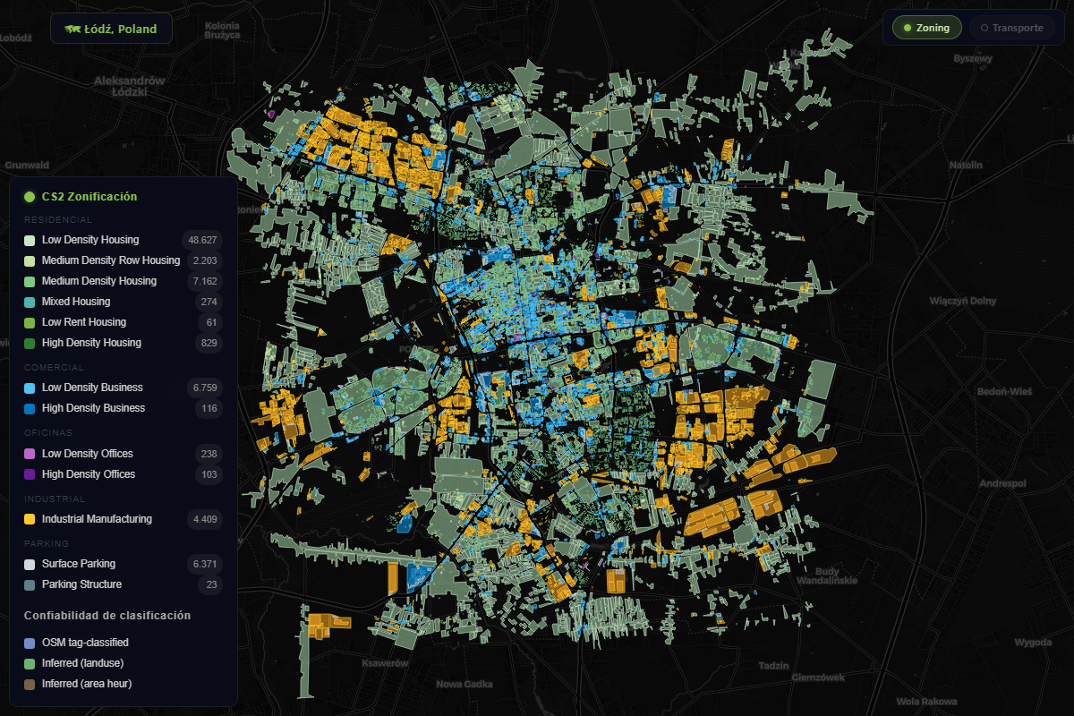 Zoning map of Łódź, Poland