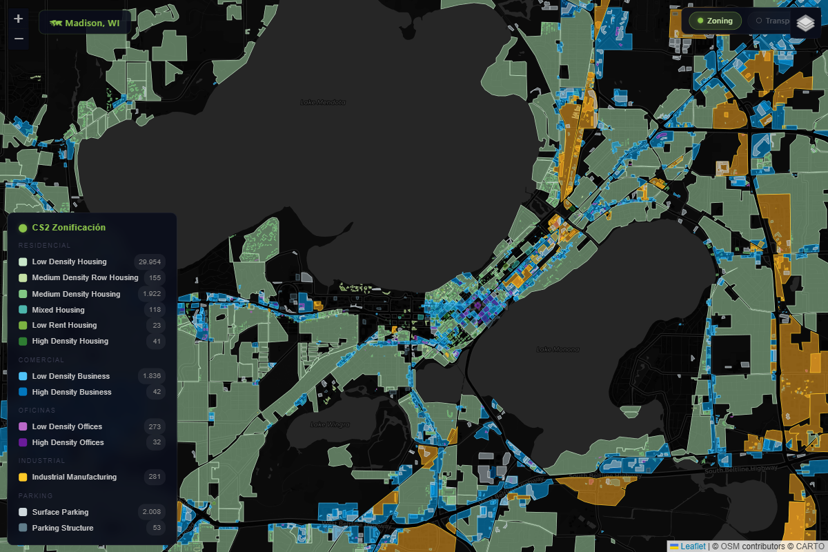 Zoning map of Madison, WI